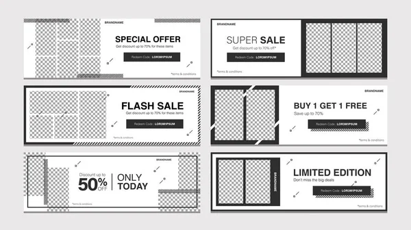 销售横幅模板集合用于促销销售 社交媒体 网站和网络广告的可编辑横幅 — 图库矢量图片