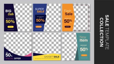 Promosyon satışı için şablon koleksiyonu. Sosyal medya, web sitesi veya internet reklamları için tanıtım pankartı. Vektör illüstrasyonu