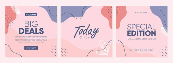 Sale square banner template for social media posts, mobile apps, banners design, web or internet ads. Trendy abstract square template with colorful concept.