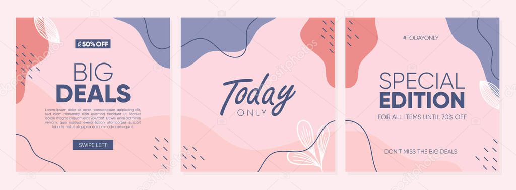 Sale square banner template for social media posts, mobile apps, banners design, web or internet ads. Trendy abstract square template with colorful concept.