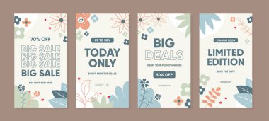 Çiçeksel doğa konsepti ile promosyon satışı için modaya uygun bir şablon. Sosyal medya paylaşımları, kapak, broşür, pankart tasarımı, İnternet veya İnternet reklamları için kullanılabiliyor.