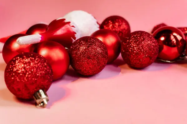 Boldog Évet 2021 Ben Karácsonyi Játékok Rózsaszín Háttérrel Karácsony — Stock Fotó