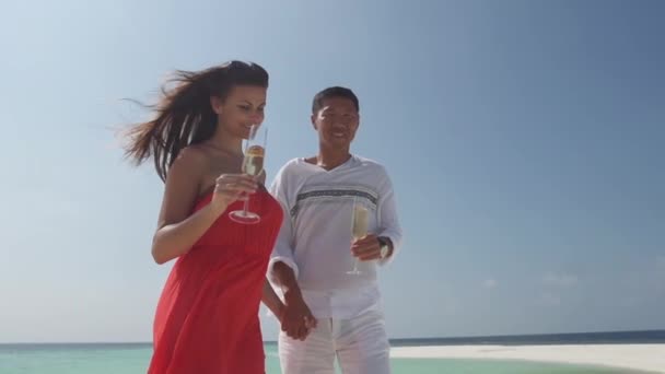 人和未婚妻喝香槟 — 图库视频影像