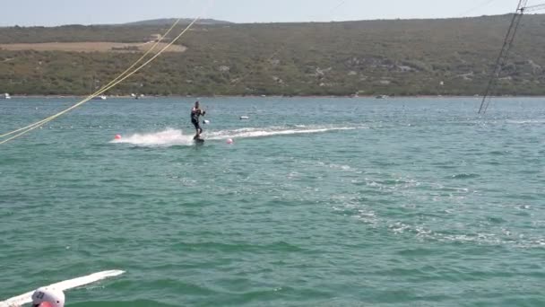 Wakeboarder Doing Trick — Stock Video