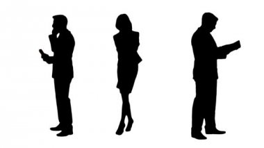 Birden çok siluetleri meşgul iş adamları