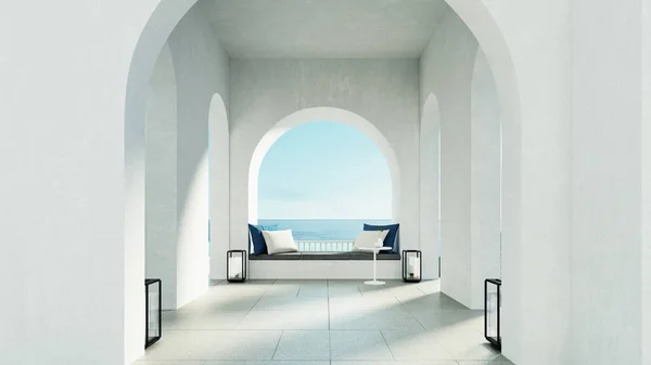 Lüks plaj ve Santorini adası tarzı bilardo villası - 3D görüntüleme