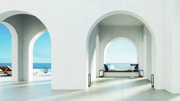 Lüks plaj ve Santorini adası tarzı bilardo villası - 3D görüntüleme