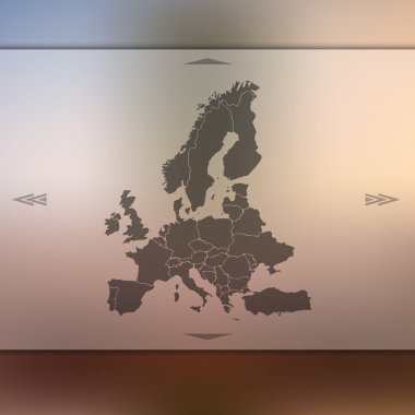 Europe map on blurred background