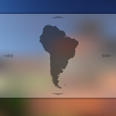 Blurred background with silhouette of South America