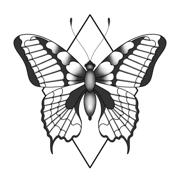 Silhouette Della Farfalla Sopra Triangolo — Foto Stock