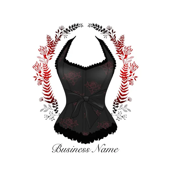 logo for black corset lingerie With flowers