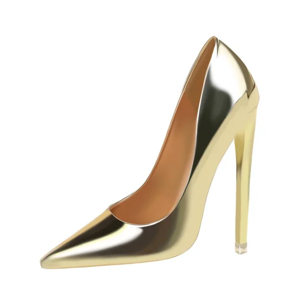 Metallisch Goldene Farbe High Heel Schuh Illustration — Stockfoto