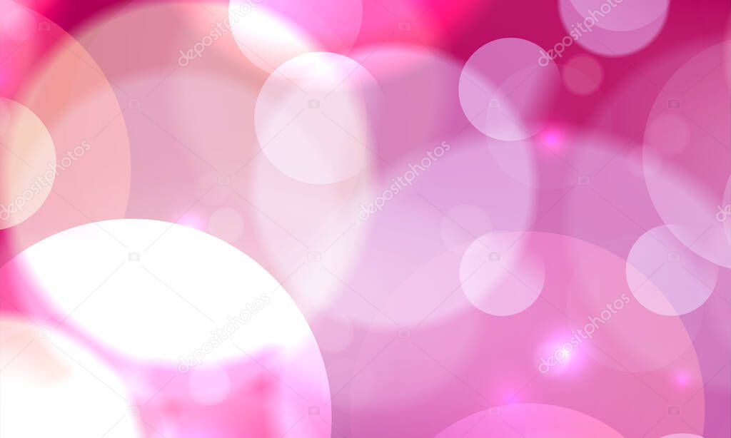 Abstract light golden gradient pink festive bokeh background with glitter sparkle blurred circles, Christmas lights. Beautiful texture.