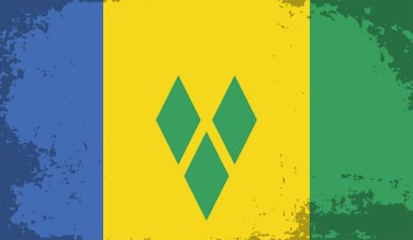 Saint Vincent ve Grenadines ulusal bayrağı grunge boya stilinde yaratıldı
