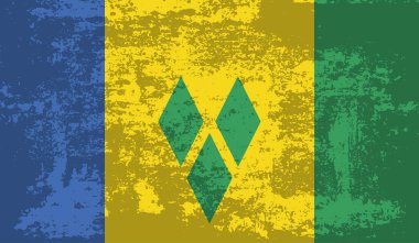 Saint Vincent ve Grenadines ulusal bayrağı grunge boya stilinde yaratıldı