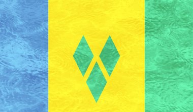 Saint Vincent ve Grenadines ulusal bayrağı grunge boya stilinde yaratıldı