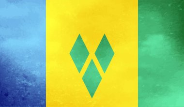 Saint Vincent ve Grenadines ulusal bayrağı grunge boya stilinde yaratıldı