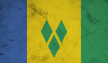 Saint Vincent ve Grenadines ulusal bayrağı grunge boya stilinde yaratıldı