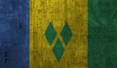 Saint Vincent ve Grenadines ulusal bayrağı grunge boya stilinde yaratıldı