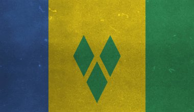 Saint Vincent ve Grenadines ulusal bayrağı grunge boya stilinde yaratıldı