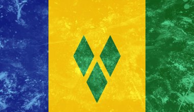 Saint Vincent ve Grenadines ulusal bayrağı grunge boya stilinde yaratıldı