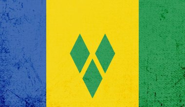 Saint Vincent ve Grenadines ulusal bayrağı grunge boya stilinde yaratıldı
