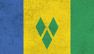 Saint Vincent ve Grenadines ulusal bayrağı grunge boya stilinde yaratıldı