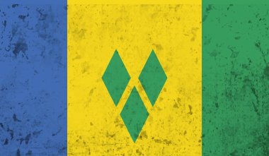 Saint Vincent ve Grenadines ulusal bayrağı grunge boya stilinde yaratıldı