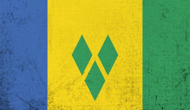 Saint Vincent ve Grenadines ulusal bayrağı grunge boya stilinde yaratıldı