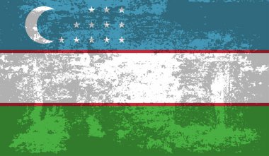 El sallayan grunge desenli Özbekistan bayrağı. Vektör arkaplanı.