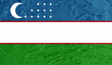 El sallayan grunge desenli Özbekistan bayrağı. Vektör arkaplanı.