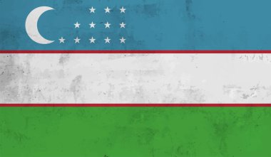 El sallayan grunge desenli Özbekistan bayrağı. Vektör arkaplanı.