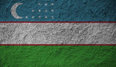 El sallayan grunge desenli Özbekistan bayrağı. Vektör arkaplanı.