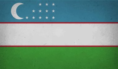 El sallayan grunge desenli Özbekistan bayrağı. Vektör arkaplanı.