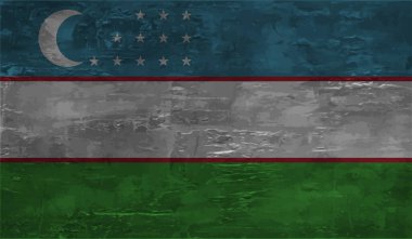 El sallayan grunge desenli Özbekistan bayrağı. Vektör arkaplanı.