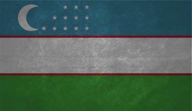 El sallayan grunge desenli Özbekistan bayrağı. Vektör arkaplanı.