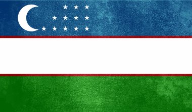 El sallayan grunge desenli Özbekistan bayrağı. Vektör arkaplanı.