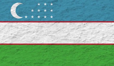 El sallayan grunge desenli Özbekistan bayrağı. Vektör arkaplanı.