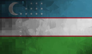 El sallayan grunge desenli Özbekistan bayrağı. Vektör arkaplanı.