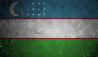 El sallayan grunge desenli Özbekistan bayrağı. Vektör arkaplanı.