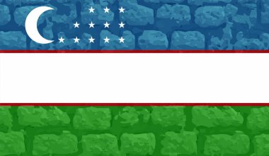 El sallayan grunge desenli Özbekistan bayrağı. Vektör arkaplanı.