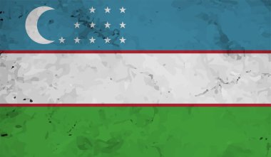 El sallayan grunge desenli Özbekistan bayrağı. Vektör arkaplanı.