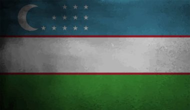 El sallayan grunge desenli Özbekistan bayrağı. Vektör arkaplanı.