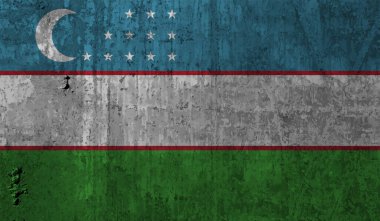 El sallayan grunge desenli Özbekistan bayrağı. Vektör arkaplanı.