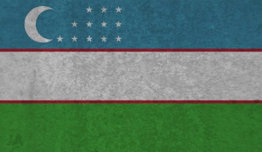 El sallayan grunge desenli Özbekistan bayrağı. Vektör arkaplanı.