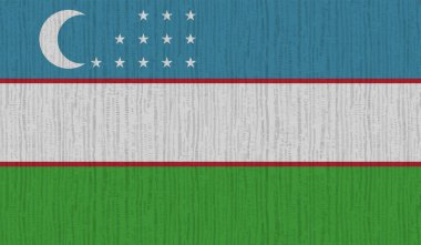 El sallayan grunge desenli Özbekistan bayrağı. Vektör arkaplanı.