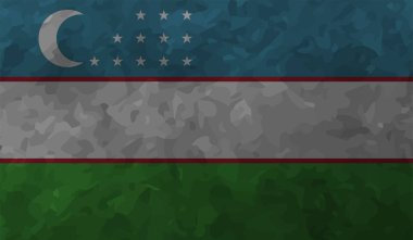 El sallayan grunge desenli Özbekistan bayrağı. Vektör arkaplanı.