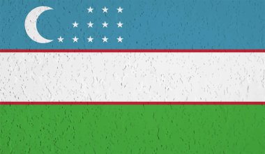El sallayan grunge desenli Özbekistan bayrağı. Vektör arkaplanı.