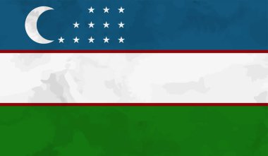 El sallayan grunge desenli Özbekistan bayrağı. Vektör arkaplanı.