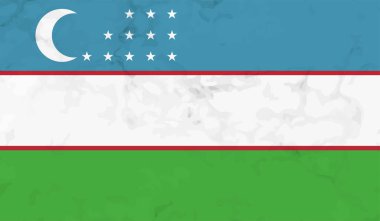 El sallayan grunge desenli Özbekistan bayrağı. Vektör arkaplanı.